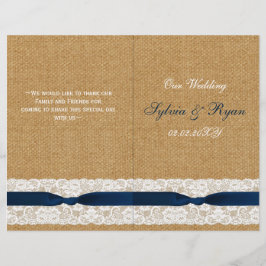 FAUX Burlap snöre, rustiska bröllopsprogram hopfäl