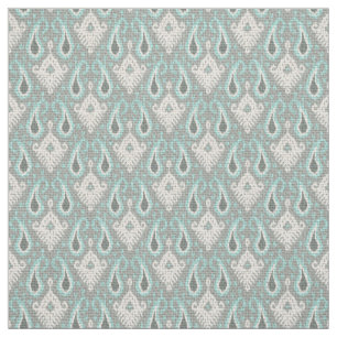 Faux Burlap Textile Turquise Ikat Tribal Mönster Tyg