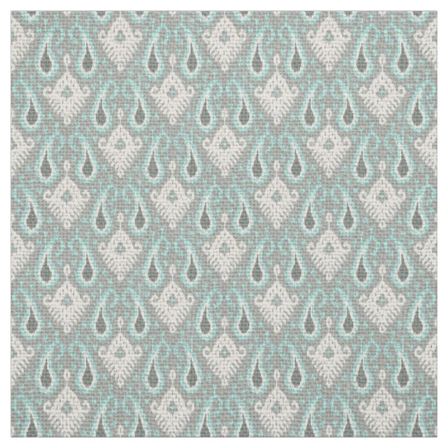 Faux Burlap Textile Turquise Ikat Tribal Mönster Tyg (Provkarta)