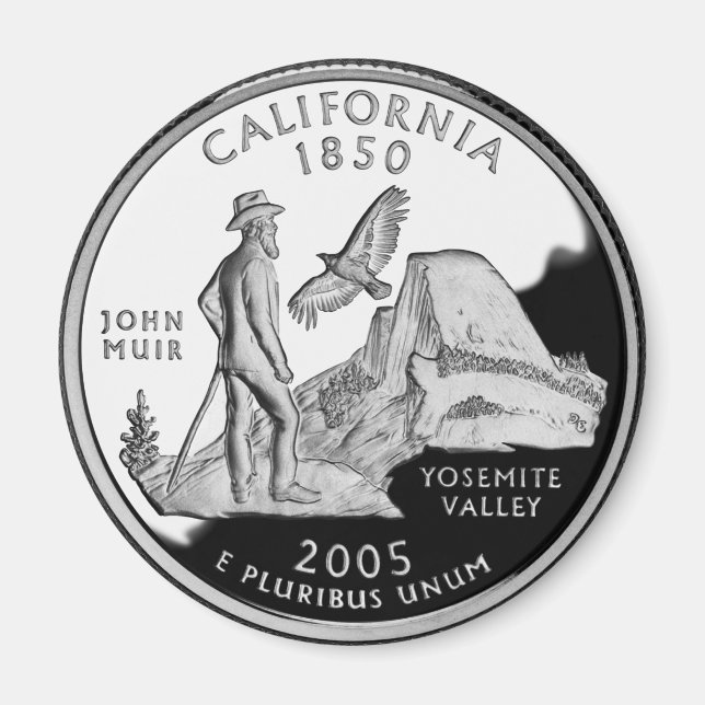 Faux California State Quarter Yosemite Valley Muir Magnet (Framsidan)