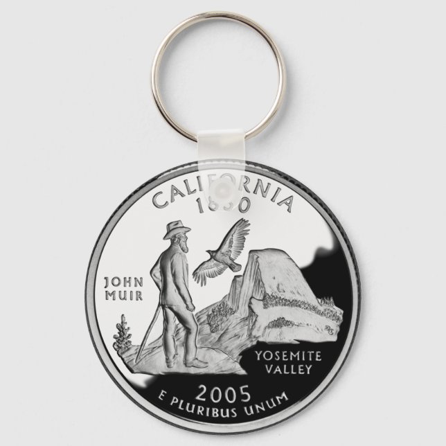 Faux California State Quarter Yosemite Valley Muir Nyckelring (Framsida)