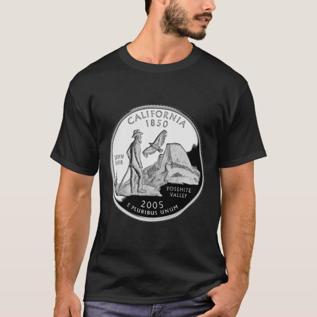 Faux California State Quarter Yosemite Valley Muir T-shirt (Framsida)