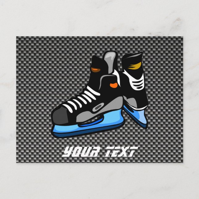 Faux Carbon Fiber Hockey Skates Vykort (Framsida)