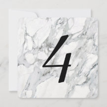 Faux Carrara Marble Bordsnummer Cards-inbjudningar