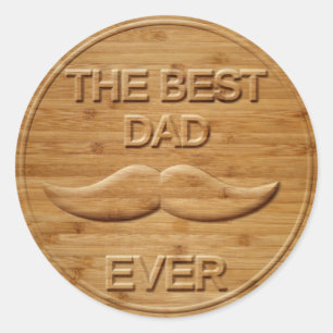 Faux Carved Wood, bästa Pappa någonsin Runt Klistermärke