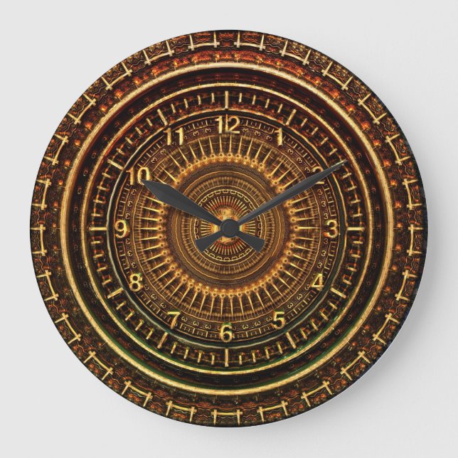 Faux carved Wood Clock Stor Klocka (Framsida)