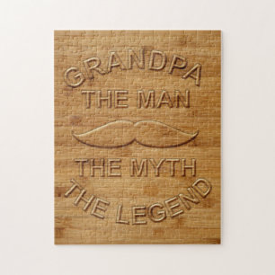 Faux Carved Wood Grandpa Legend Pussel