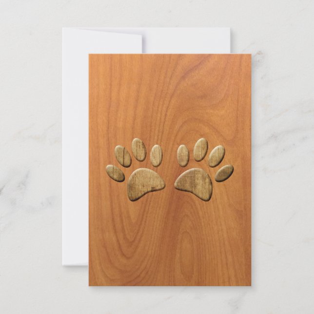 Faux Carved Wood Hund Tass avtryck Kort (Framsida)