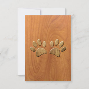 Faux Carved Wood Hund Tass avtryck Kort