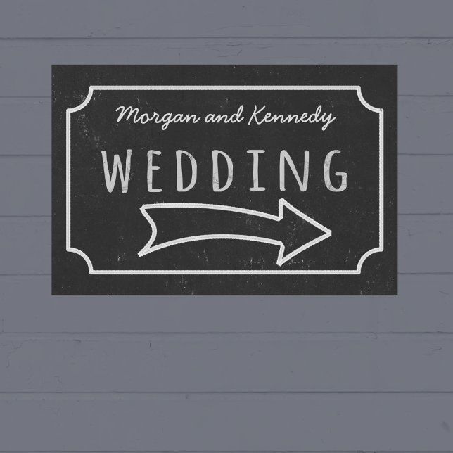 Faux Chalkboard Bröllop Direction Poster (If your wedding is pointing to the right, this is the poster just for you. Add your names!)