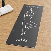 Faux Chalkboard Bröllop Träd Pose Disline Yoga Mat