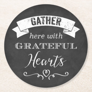 FAUX Chalkboard Gratsible Hearts PAPPER Underlägg Rund