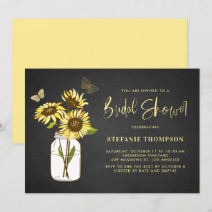 Faux Chalkboard Gult Sunblommors Möhippa Inbjudningar