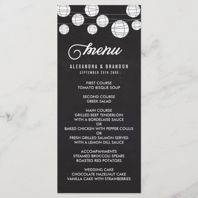 Faux Chalkboard Hanging Lanterns Rustic Menu Meny (Framsida)