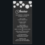 Faux Chalkboard Hanging Lanterns Rustic Menu Meny<br><div class="desc">Rustiskt menykort med vita lyktor på bakgrunden till faux-kritan. Det här menykortet är en del av en bröllop-svit "Hanging Papper Lanternor". Matchningsobjekt och annan färg är tillgängliga.</div>