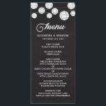 Faux Chalkboard Hanging Lanterns Rustic Menu Meny<br><div class="desc">Rustiskt menykort med vita lyktor på bakgrunden till faux-kritan. Det här menykortet är en del av en bröllop-svit "Hanging Papper Lanternor". Matchningsobjekt och annan färg är tillgängliga.</div>