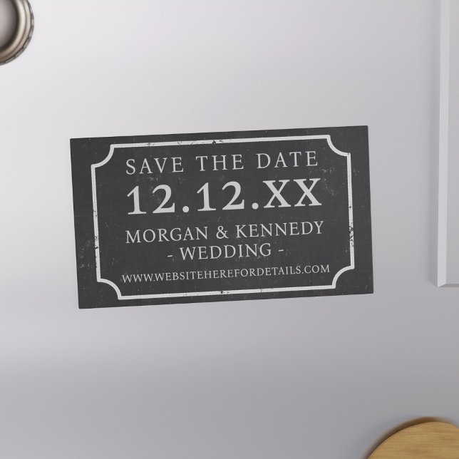 Faux Chalkboard Ram Magnetic Save Date Card Magnetiska Visitkort (Something chalkboard for your save the dates. Budget friendly as you get 25 per pack)
