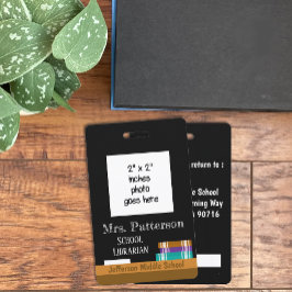 Faux Chalkboard School Librarian Photo ID Badge