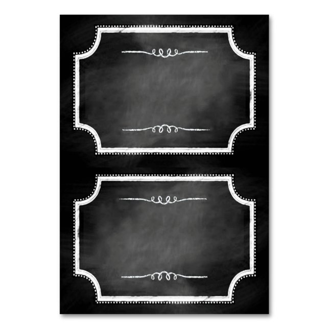Faux Chalkboard Tated Namn Place Card Bordsnummer (Framsidan)