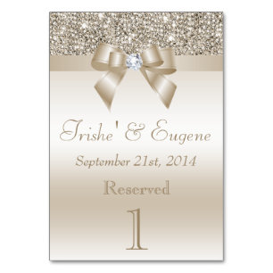 Faux Champagne Sequins and Bows Bordsnummer