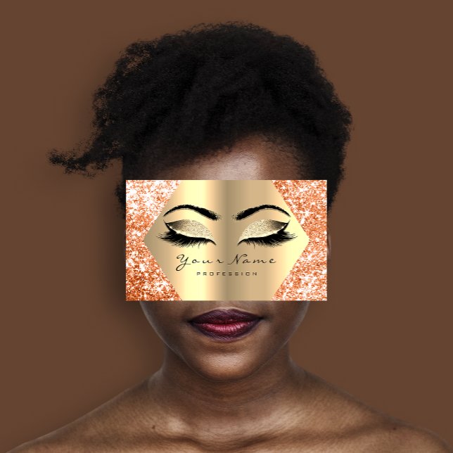 Faux Champaigne Guld Glitter Makeup Lash Visitkort (Faux Champaigne Gold Glitter Makeup Lashes Business Card)