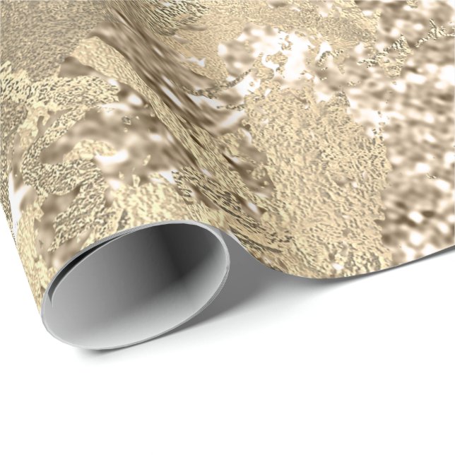 Faux Champaigne Ro Guld Marble Metallic Sparkly Presentpapper (Rullad Hörn)