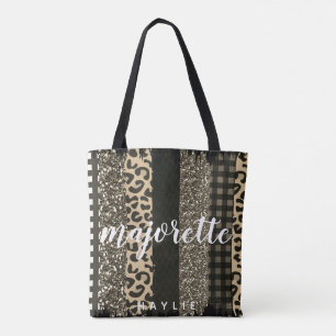 Faux Cheetah och Glitter Personlig Majorette Tygkasse