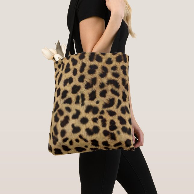 Faux Cheetah Skin hela vägen över utskriften Tygkasse (Närbild)