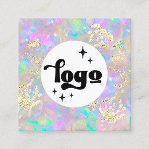 faux chunky glitter opal fyrkantigt visitkort