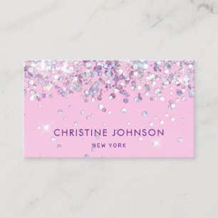 faux chunky glitter på blek rosa visitkort