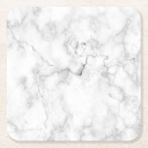 Faux Classic White och Grått Carrera Marble Underlägg Papper Kvadrat