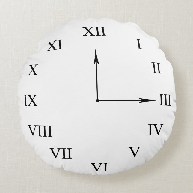 Faux Clock Ansikte Rund Kudde (Framsidan)