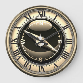 Faux Compass Clock Stor Klocka