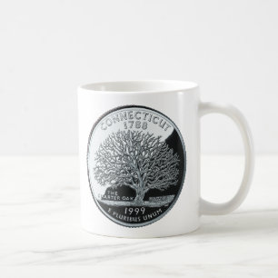 Faux Connecticut State Quarter Charter Oak Träd Kaffemugg
