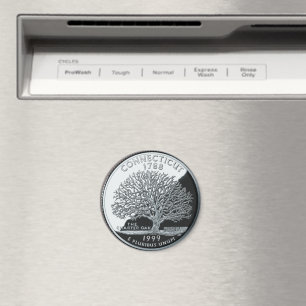 Faux Connecticut State Quarter Charter Oak Träd Magnet