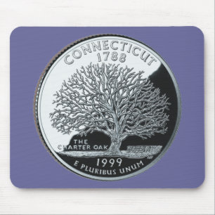 Faux Connecticut State Quarter Charter Oak Träd Musmatta