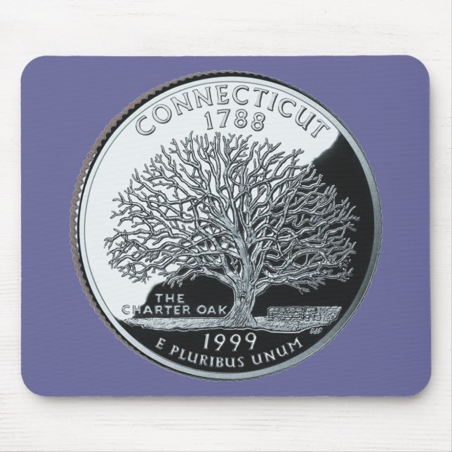 Faux Connecticut State Quarter Charter Oak Träd Musmatta (Framsidan)