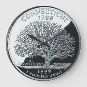 Faux Connecticut State Quarter Charter Oak Träd Stor Klocka