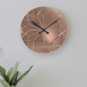 Faux Copper Färgad Octagon Round Wall Clock Rund Klocka