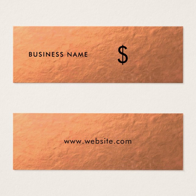 Faux Copper Foil Brown Pris Märkre Litet Visitkort (Framsida & baksida)