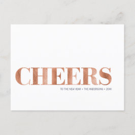 Faux Copper Foil Cheers nyårskort Helg Vykort