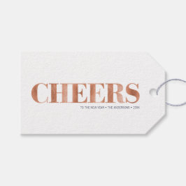 Faux Copper Foil Cheers, nyårslandets Märkre för g Presentetikett