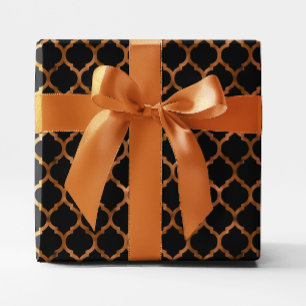 Faux Copper Foil och black Quatrefoil Presentpapper