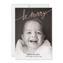 Faux Copper Foil Script Helgdag Photo Card