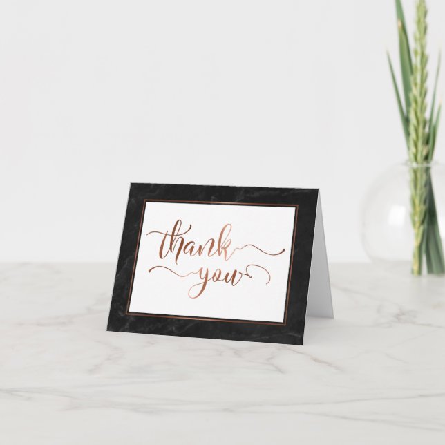 Faux Copper Foil Script Tack & Black Marble Kort (Framsida)