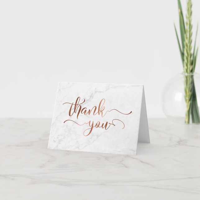 Faux Copper Foil Script Tack & White Marble Kort (Framsida)