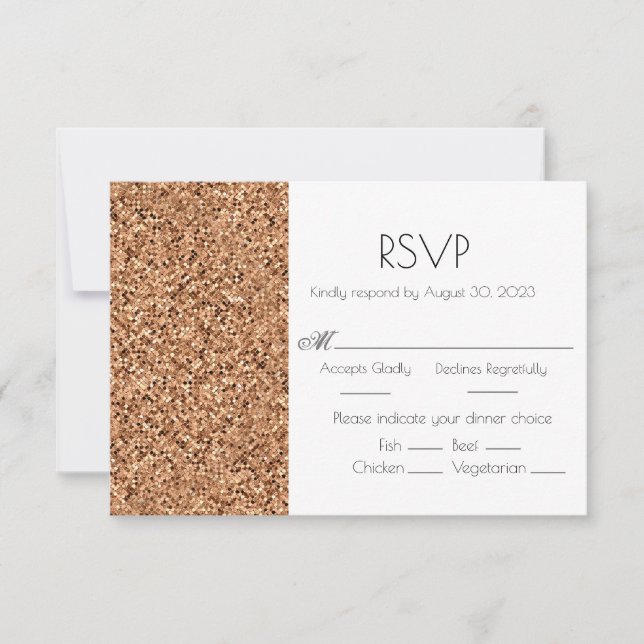 Faux Copper Glitter Bröllop OSA Card (Framsida)