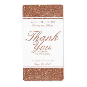 Faux Copper Glitter Bröllop Vin Anpassningsbar Lab Fraktsedel