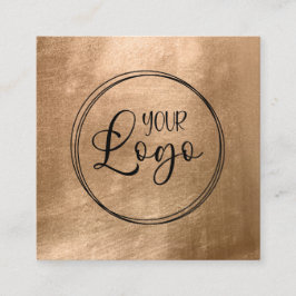 Faux Copper Gold Foil Your Logo Black Fyrkantigt Visitkort
