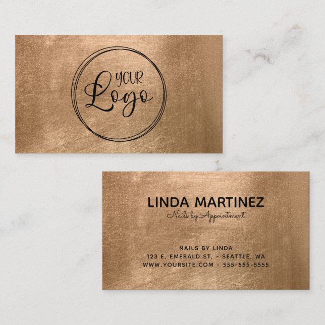 Faux Copper Gold Foil Your Logo Visitkort (Fram/baksida)